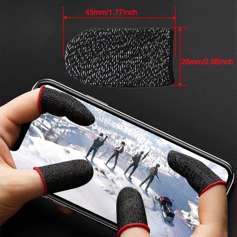 CNHIDEE Gaming Finger Sleeves | 0.15mm Silver Fiber for PUBG Mobile Touchscreen Devices | Anti-Sweat Thumb Sleeves Ergonomic Smooth, Extremely Thin Fit Ultra Breathable for COD, Free Fire Black 12PCS - Image 2